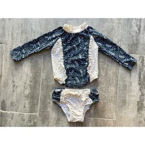 Jessica Simpson 2 Piece Swimwear Baby Girls Rash Guard Beach Swimsuit Boho 12m